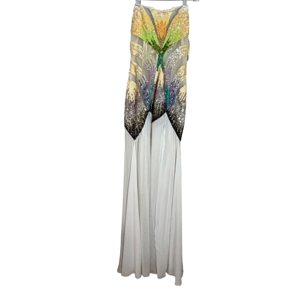 AING Fashion Butterfly Sequin Maxi Dress‎ Y2K Fairycore Strapless  Gown Womens 4